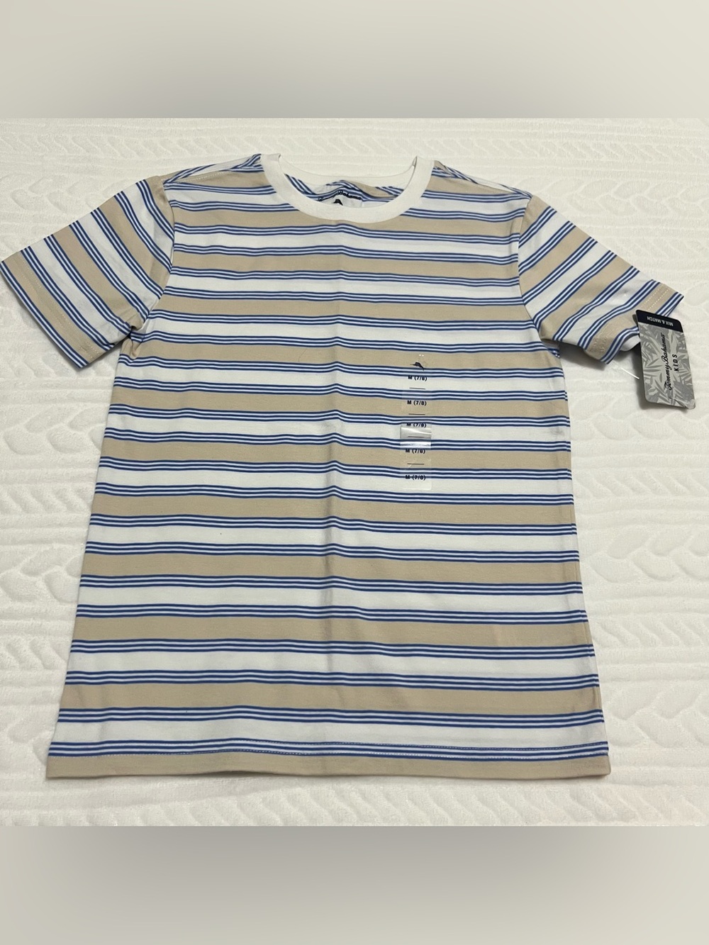 💗 *NEW* Tommy Bahama - Striped Crewneck Tee in Blue, White & Tan